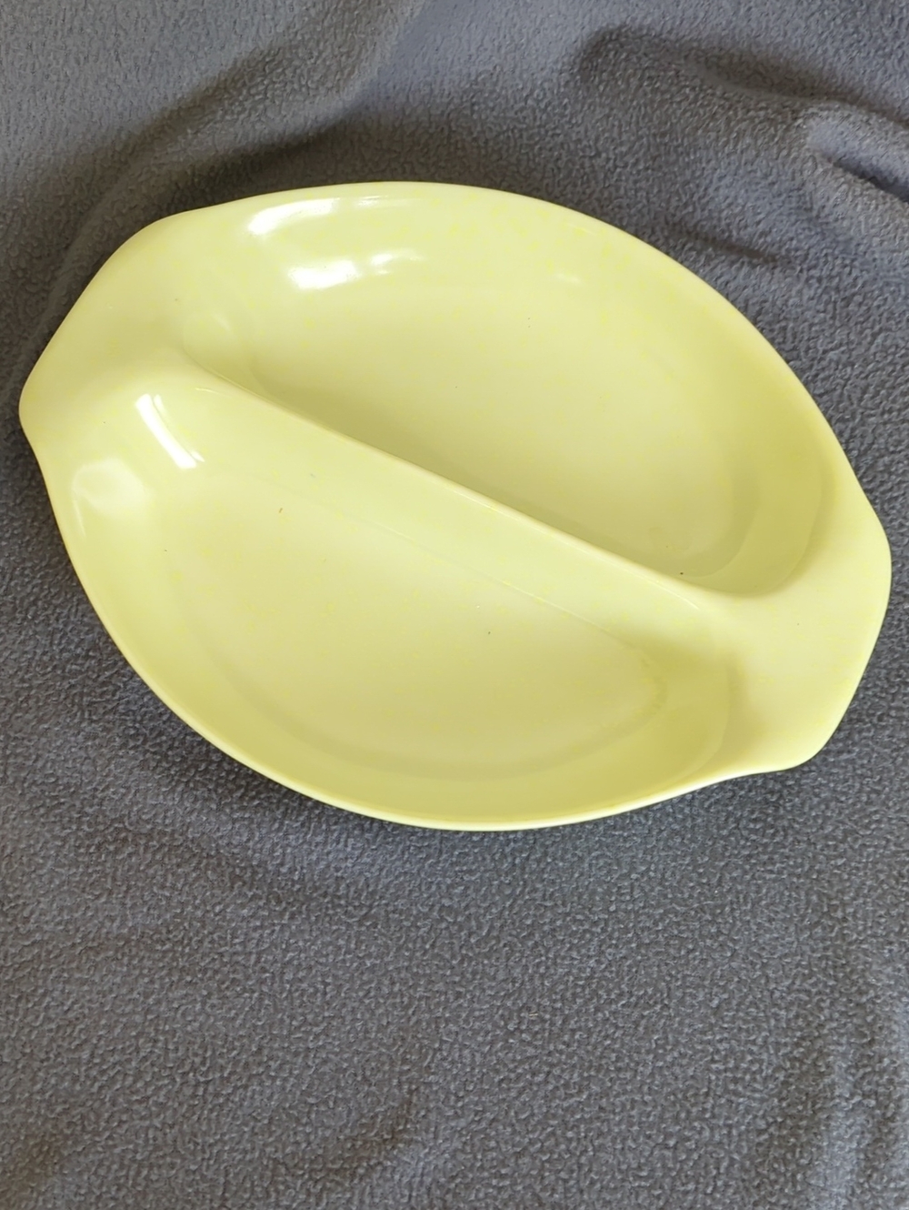 Russell Wright MCM Designed Melmac Divided Serving Bowl. Lemon Drop